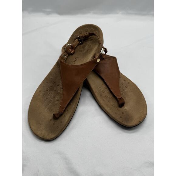 Vionic Shoes - Vionic Women’s Rest Kirra Backstrap Tan Brown Leather Thong Sandals Size 11